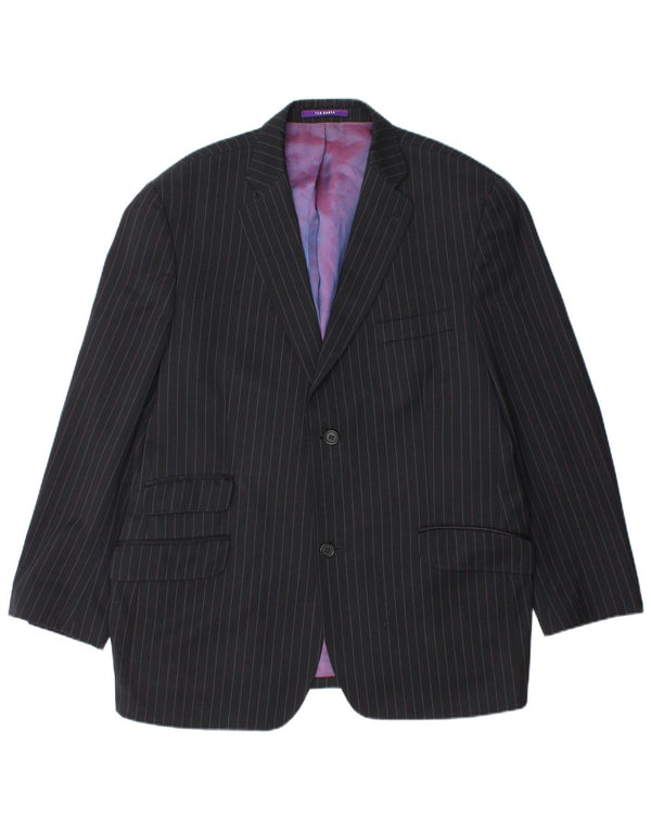 TED BAKER Mens 2 Button Blazer Jacket UK 44 2XL Black Pinstripe Wool