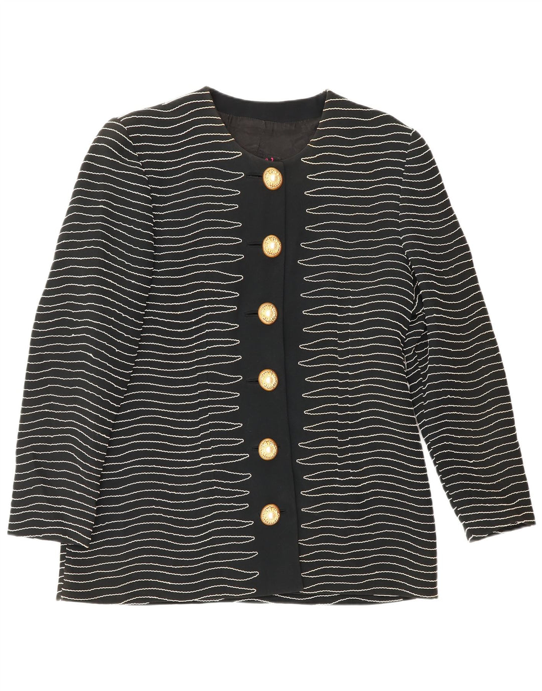 Gai Mattiolo Womens 6 Button Blazer Jacket IT 50 XL Black Striped