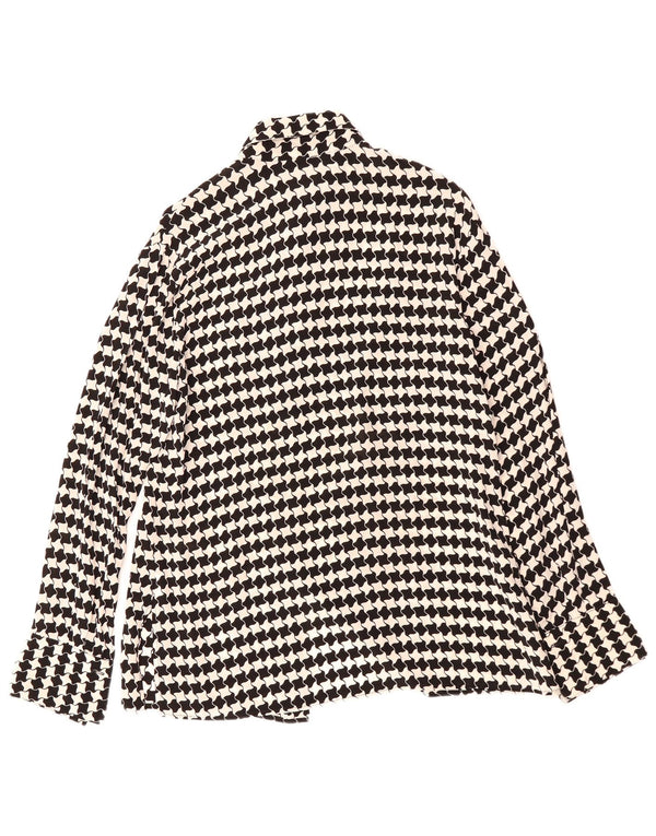 VINTAGE Womens Shirt Blouse IT 46 Large Black Houndstooth Viscose