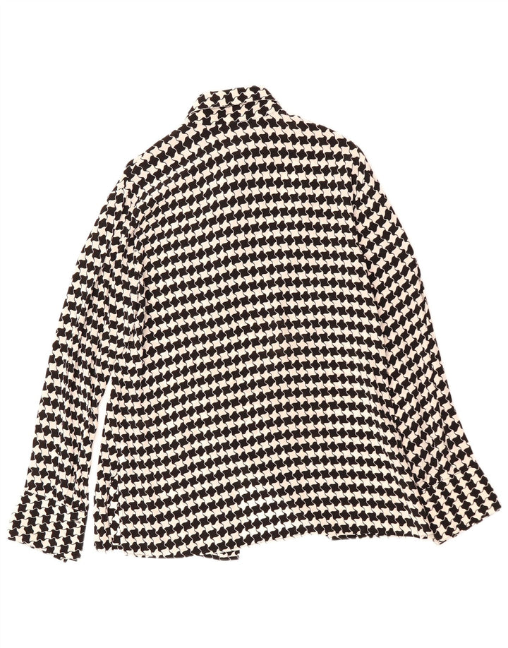 VINTAGE Womens Shirt Blouse IT 46 Large Black Houndstooth Viscose