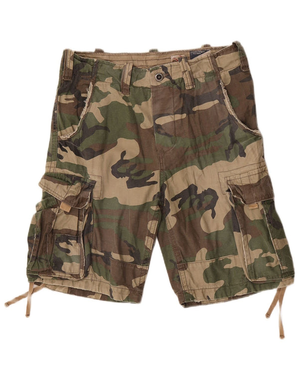 Jack & Jones Mens Cargo Shorts Medium W32 Khaki Camouflage Cotton
