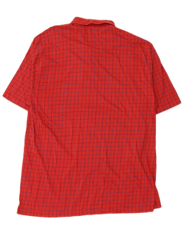 LYLE & SCOTT Mens Polo Shirt Medium Red Check Cotton