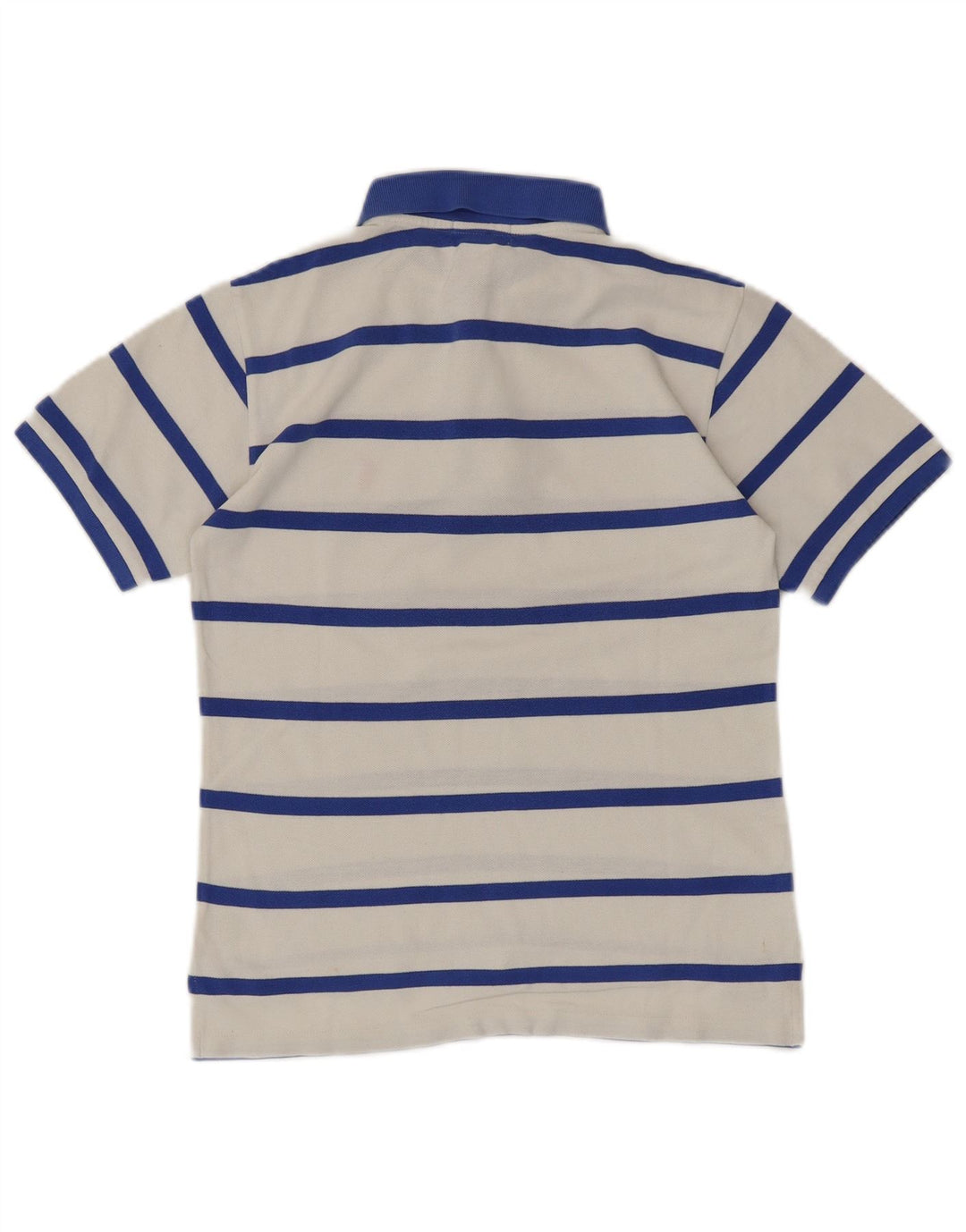 POLO RALPH LAUREN Boys Polo Shirt 8-9 Years Small White Striped Cotton