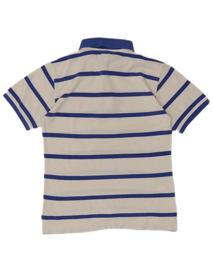 POLO RALPH LAUREN Boys Polo Shirt 8-9 Years Small White Striped Cotton