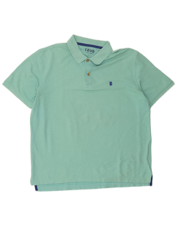 Izod Mens Polo Shirt Large Turquoise Cotton