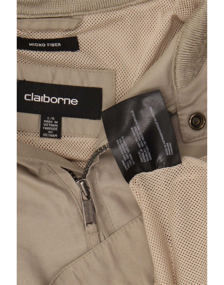 Vintage Mens Bomber Jacket UK 40 Large Beige Polyester
