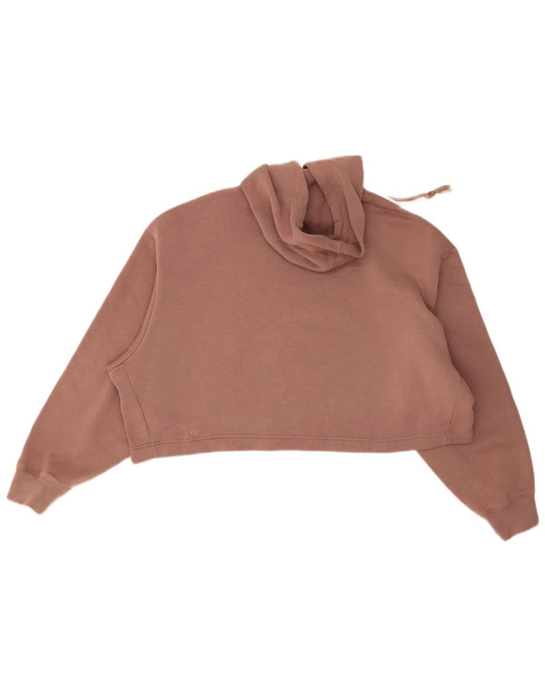 Adidas Womens Crop Oversized Hoodie Jumper UK 14 Medium Brown Cotton