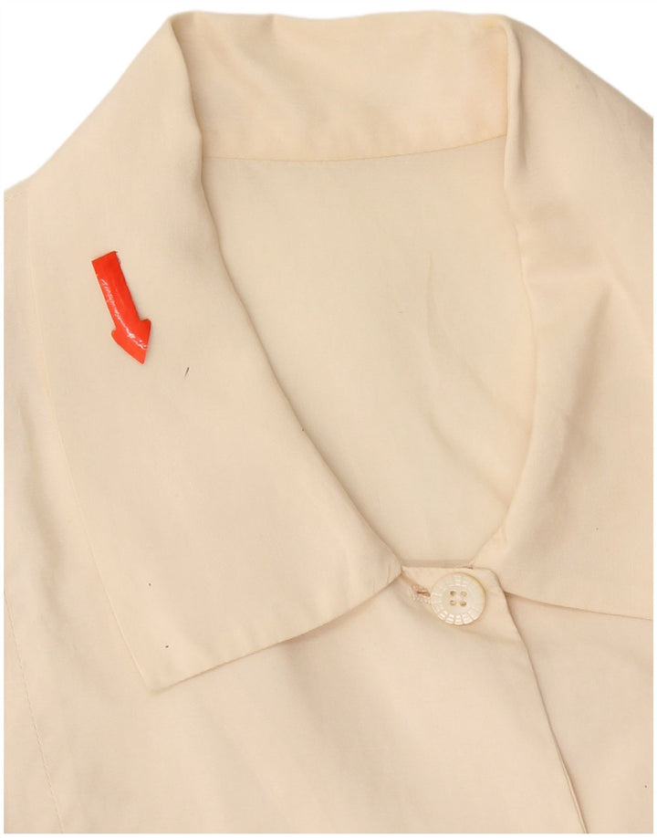Vintage Womens Crop Shirt Blouse UK 14 Medium Beige