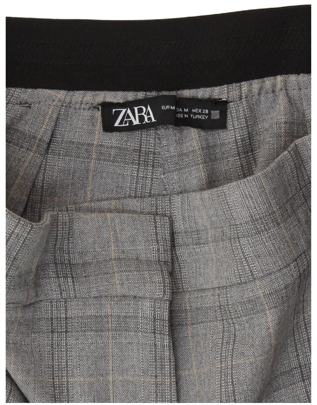 Zara Womens Slim Chino Trousers Medium W28 L27 Grey Check Polyester