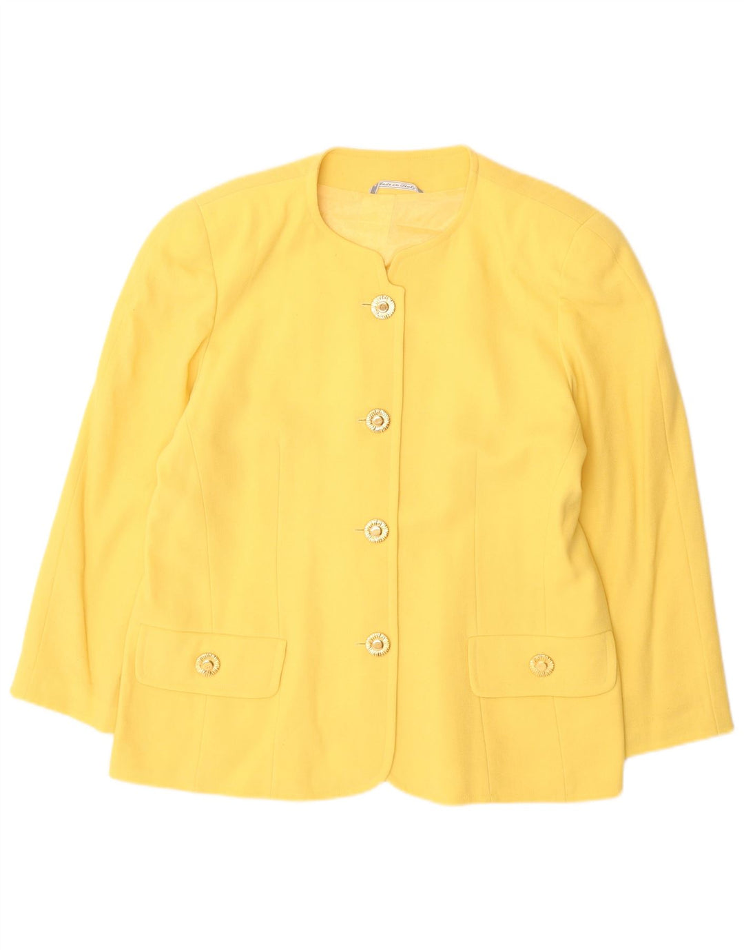 Vintage Womens 4 Button Blazer Jacket UK 16 Large Yellow