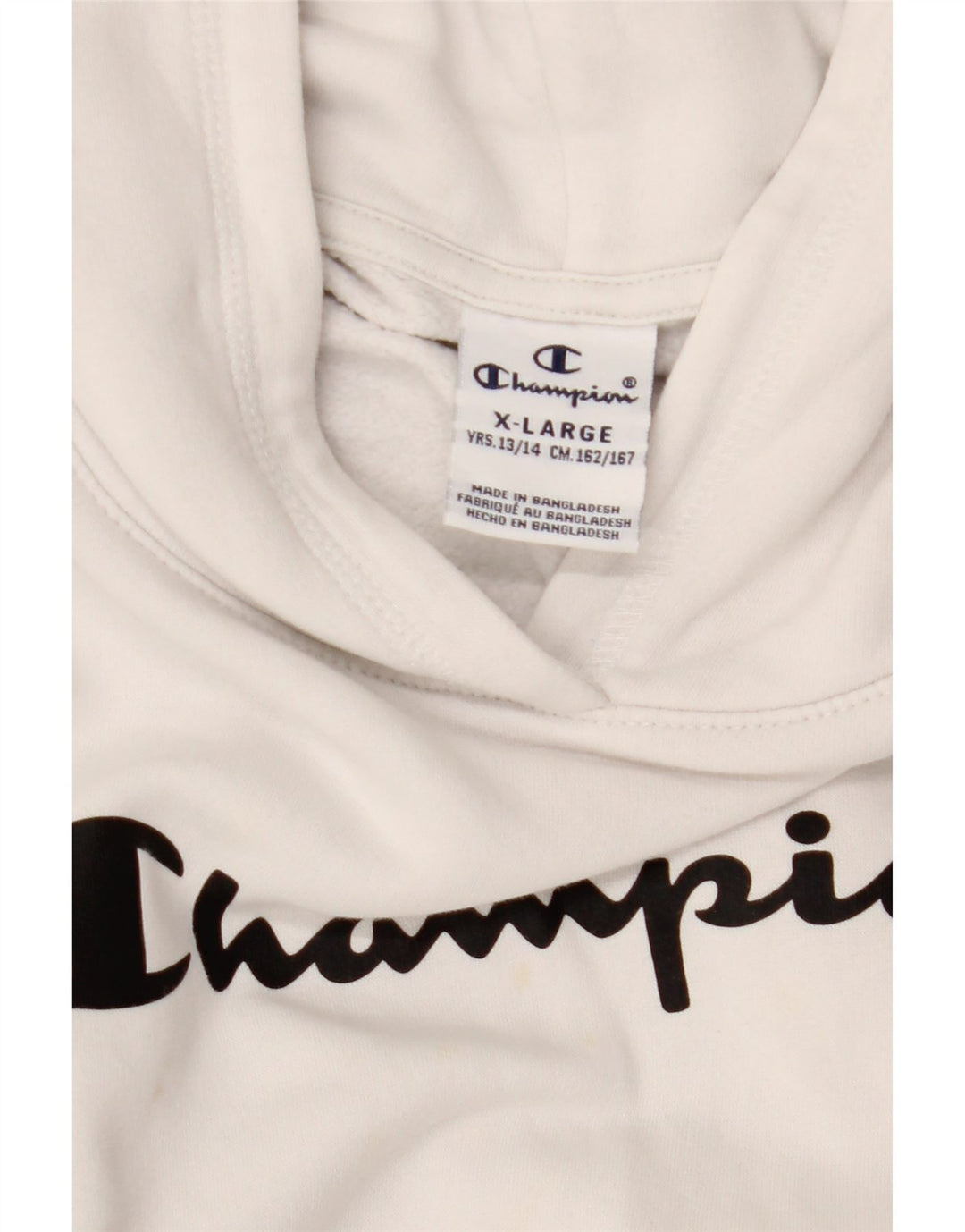 CHAMPION Boys Graphic Hoodie Jumper 13-14 Years XL White