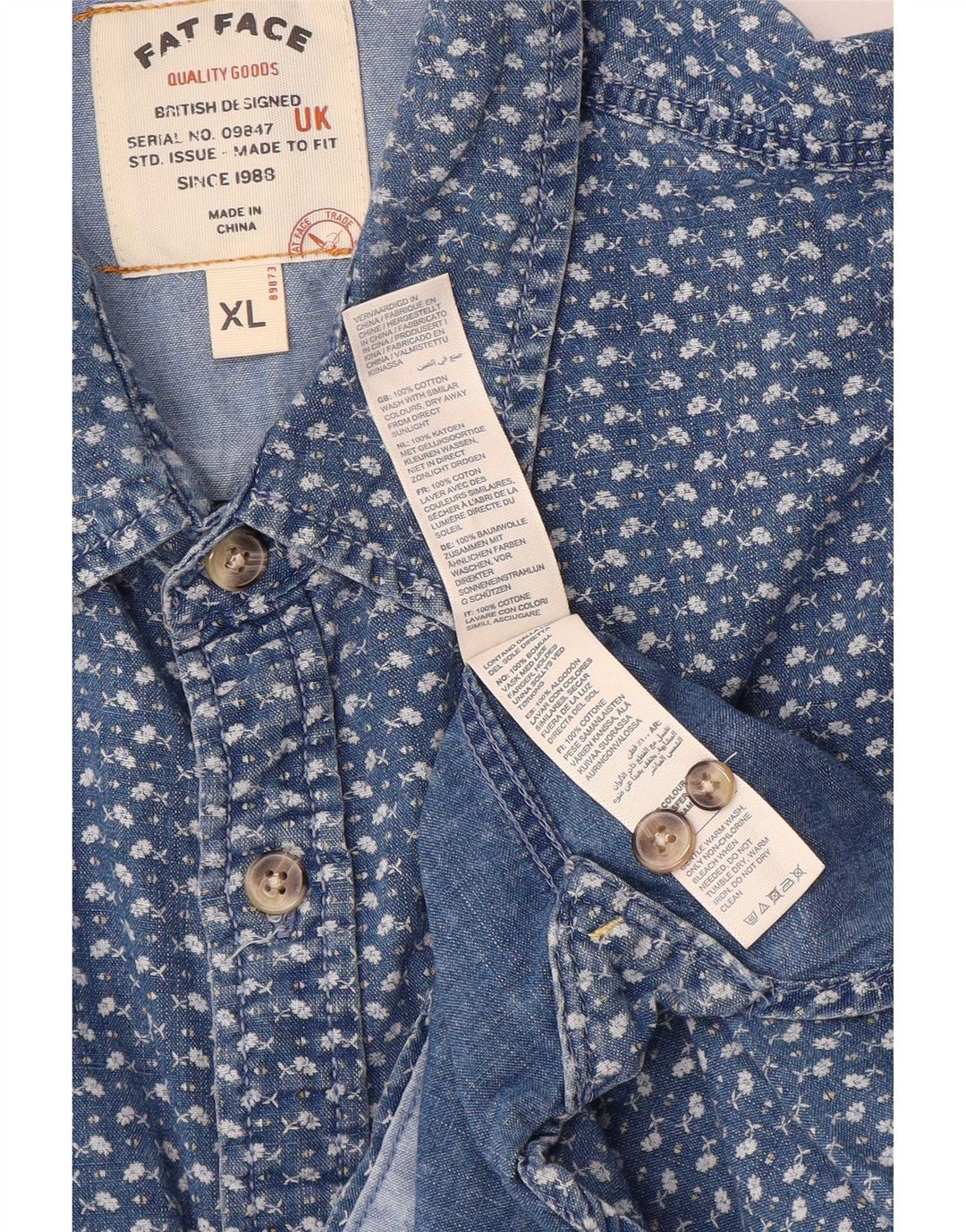 Fat Face Mens Regular Fit Shirt XL Blue Check Cotton