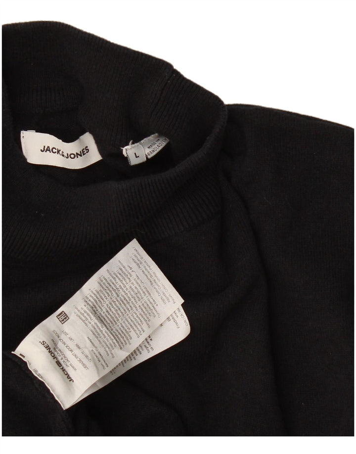 Jack & Jones Mens Turtle Neck Jumper Sweater Large Black Cotton