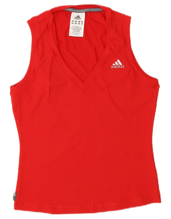 ADIDAS Womens Crop Vest Top UK 12 Medium Red Polyester
