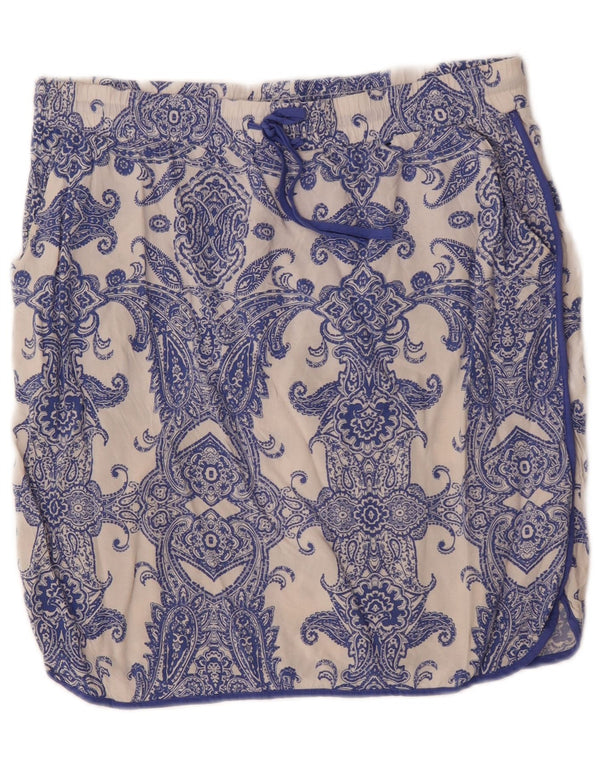Marks & Spencer Womens Straight Skirt UK 14 Large W34 Blue Paisley Viscose