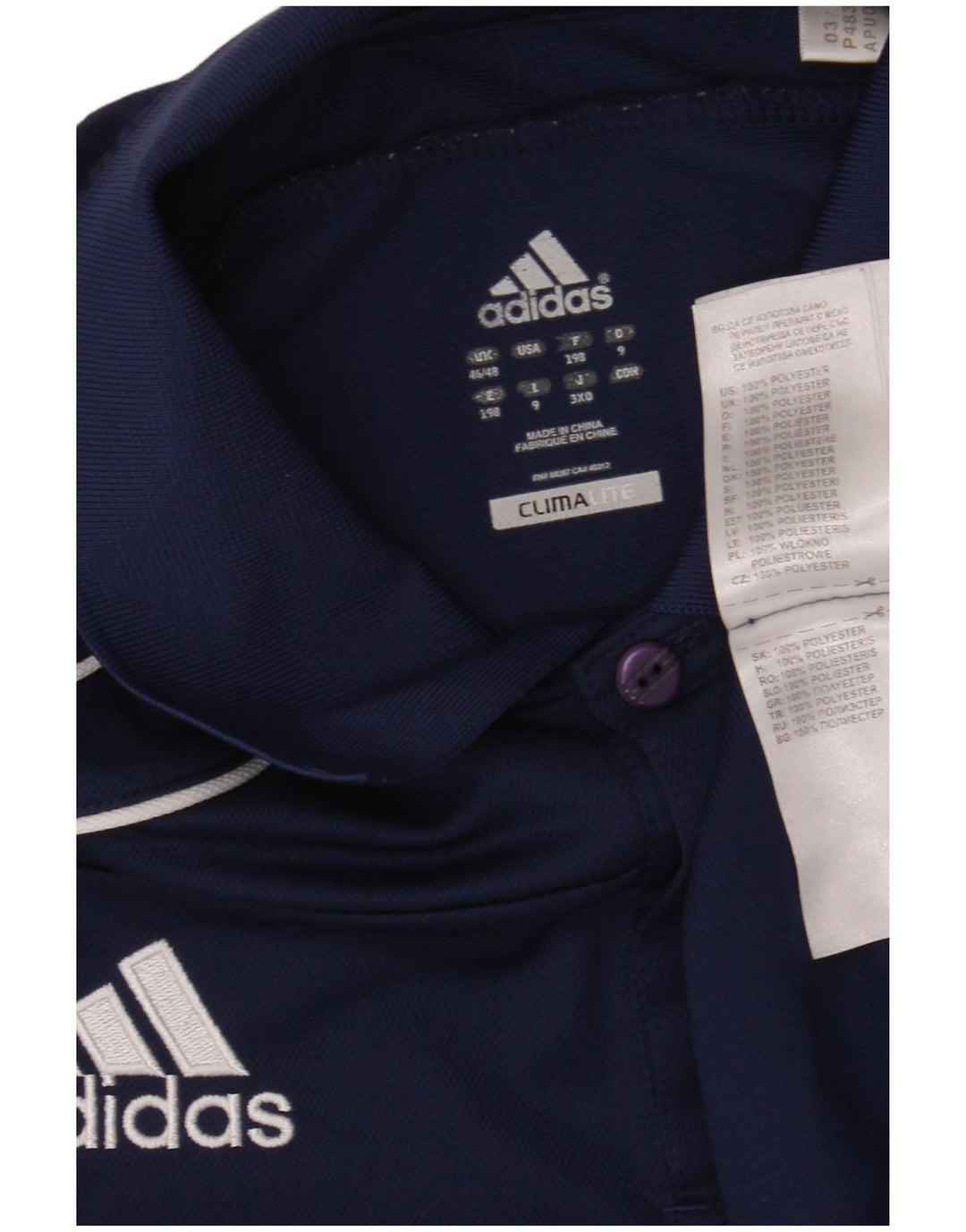 ADIDAS Mens Climalite Polo Shirt UK 46/48 XL Navy Blue Polyester
