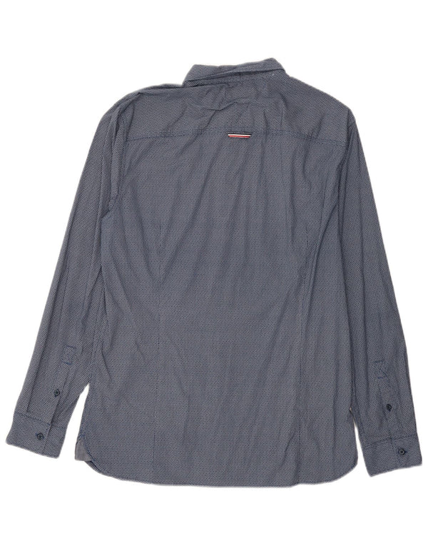 Tommy Hilfiger Mens Slim Fit Shirt Large Navy Blue Geometric Cotton