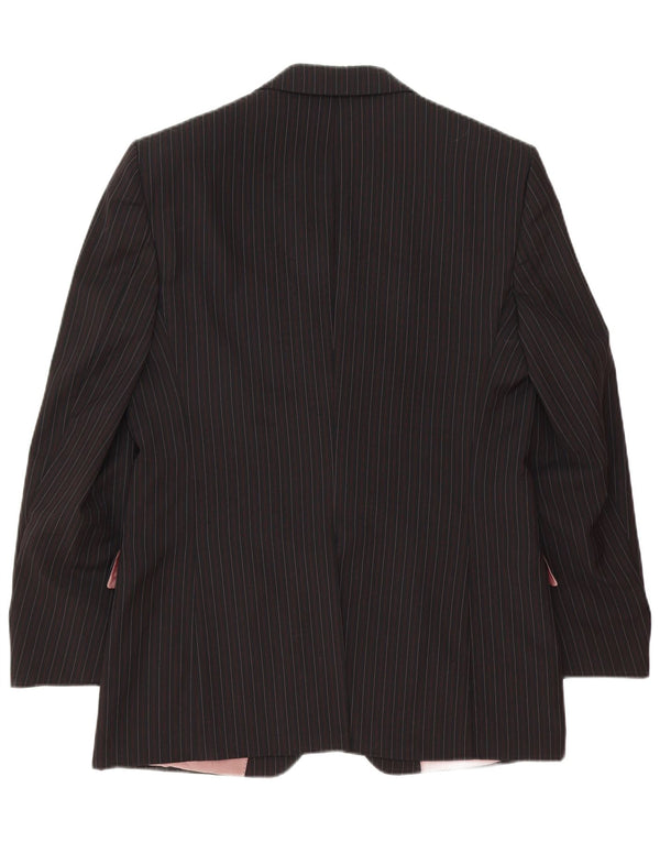 Hugo Boss Mens 3 Button Blazer Jacket IT 52 XL Black Pinstripe Wool Classic