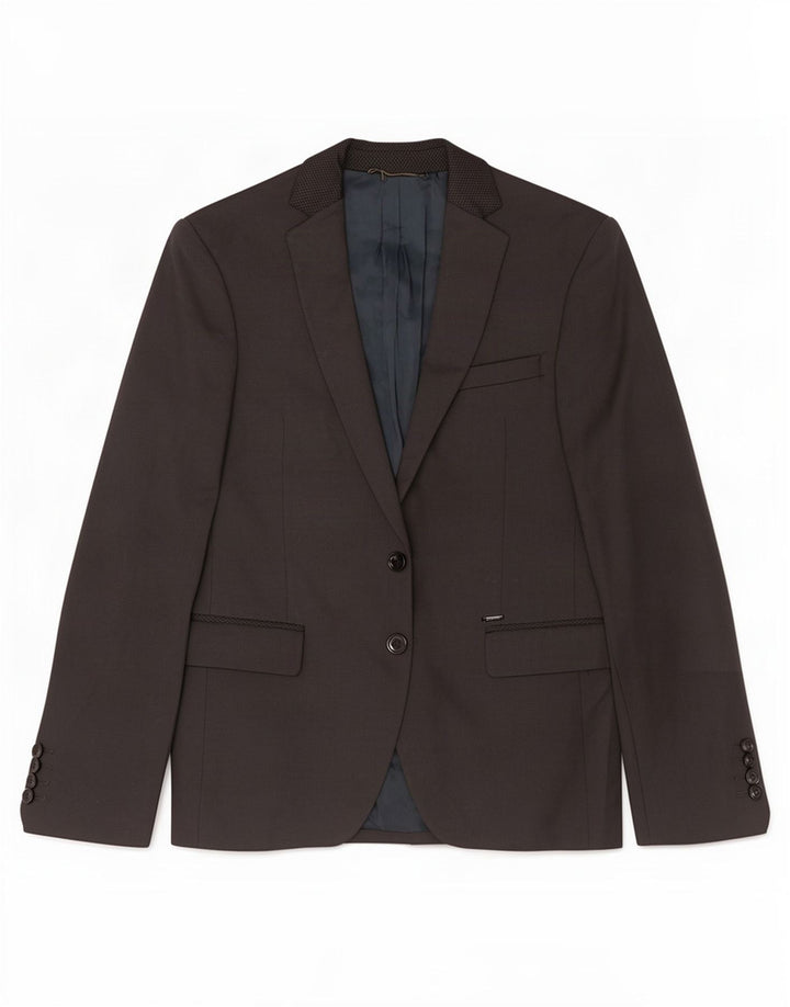 Zara Mens 2 Button Blazer Jacket EU 44 XS Grey Cotton