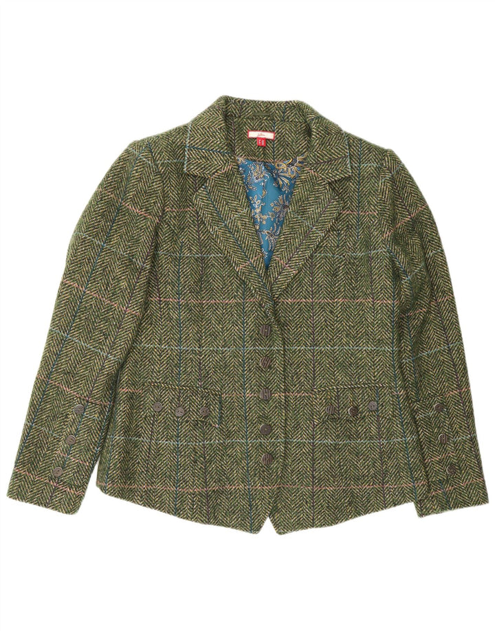 Joe Browns Womens 5 Button Blazer Jacket UK 14 Large Green Houndstooth