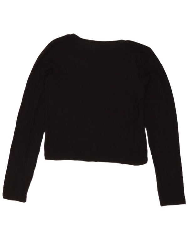 Zara Womens Trafaluc Crop Top Long Sleeve UK 14 Large Black