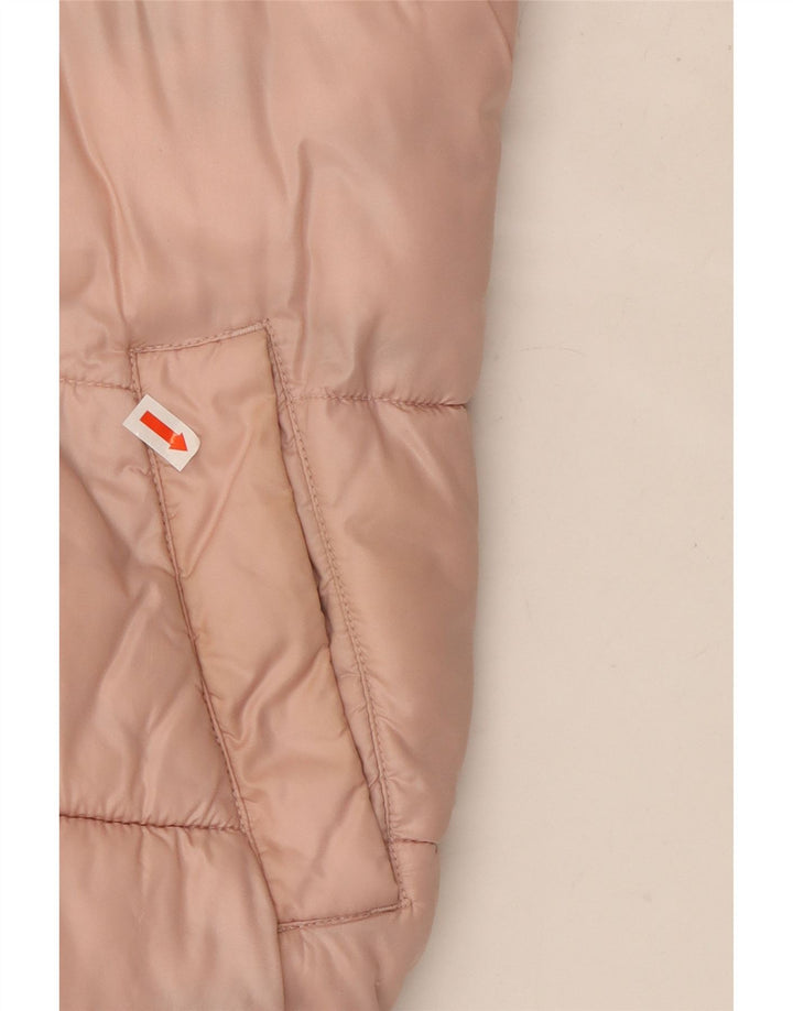 Superdry Womens Hooded Padded Jacket UK 12 Medium Pink Nylon