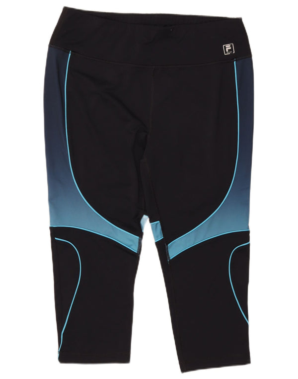Fila Womens Capri Leggings UK 18 XL  Black Colourblock Polyester