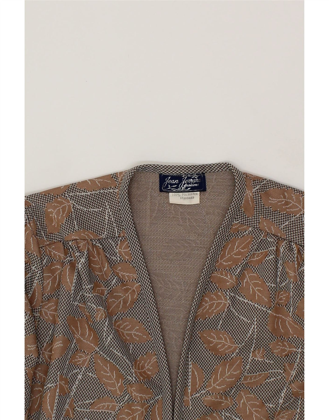 VINTAGE Womens Blazer Jacket UK 16 Large Brown Floral Polyester Vintage Vintage and Second-Hand Vintage from Messina Hembry 