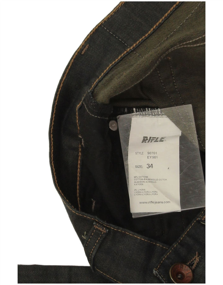 Rifle Mens Straight Jeans W34 L32 Grey Cotton