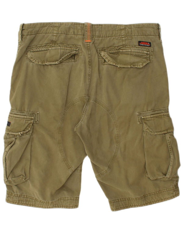SUPERDRY Mens Cargo Shorts W34 Large Khaki Cotton