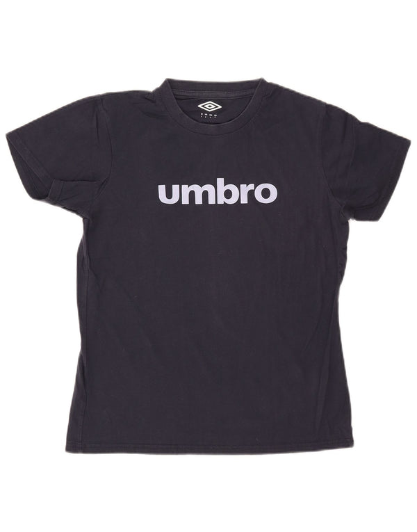 UMBRO Womens Graphic T-Shirt Top UK 10 Small Navy Blue Cotton