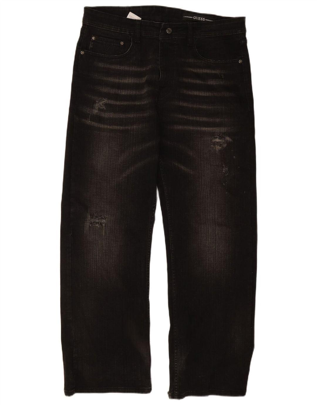 GUESS Mens Straight Jeans W36 L30 Black Cotton