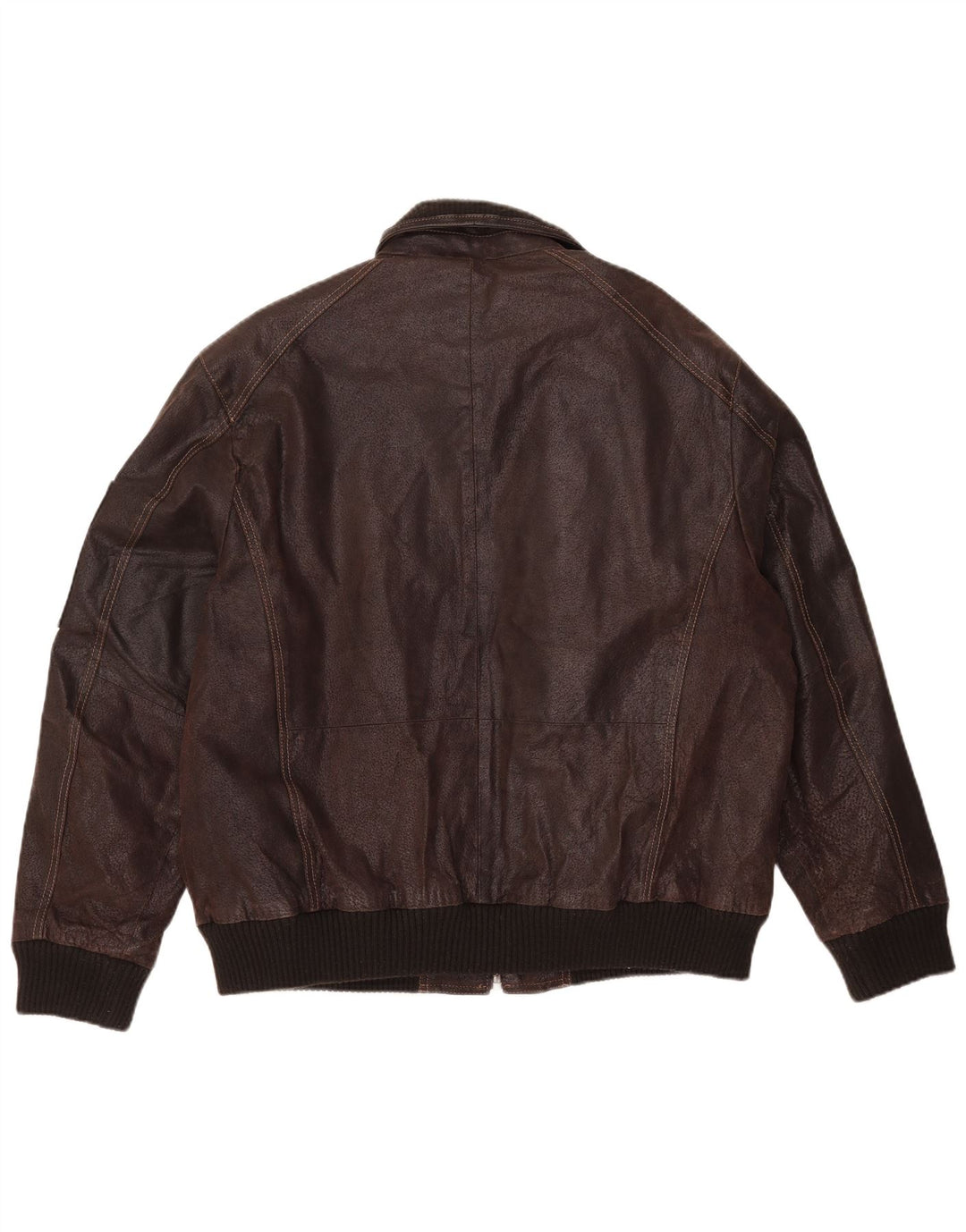 VINTAGE Mens Leather Jacket IT 56 3XL Brown Leather
