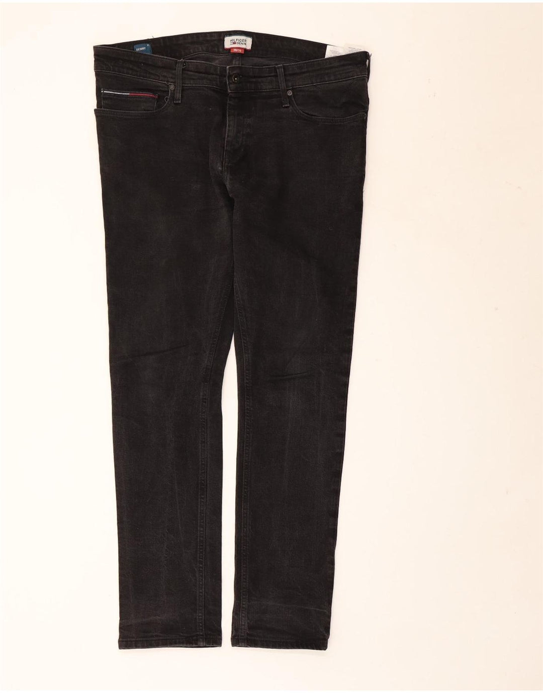 TOMMY HILFIGER Mens Skinny Jeans W38 L32 Black Cotton