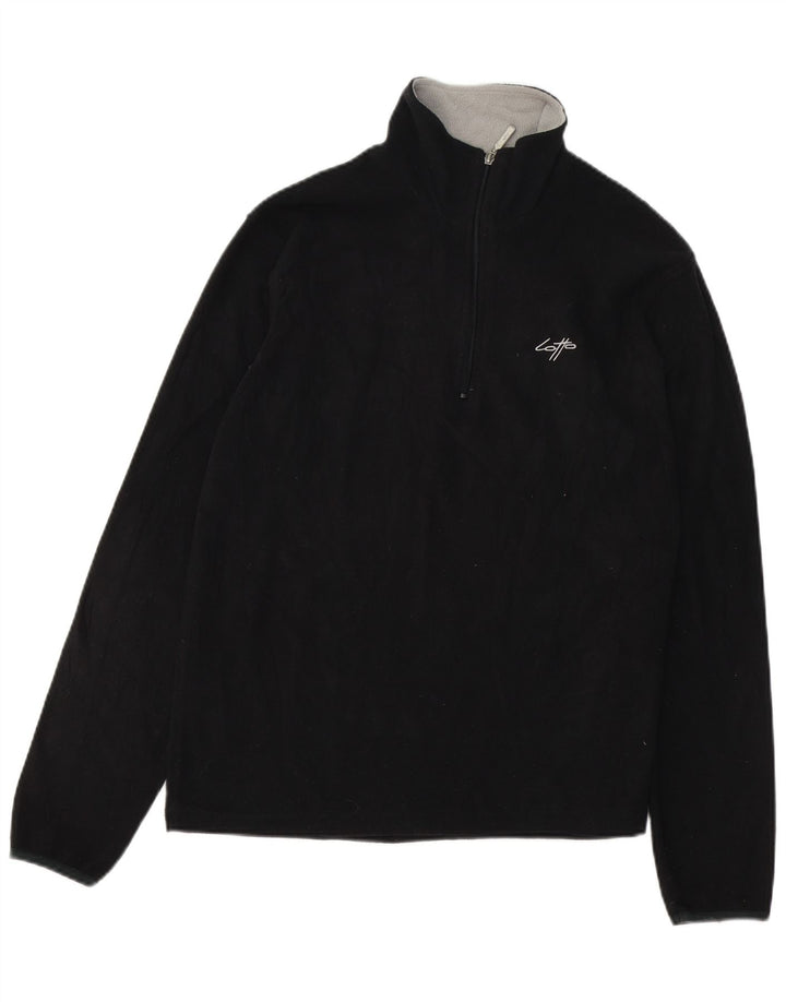 LOTTO Mens Zip Neck Fleece Jumper XL Black Polyester