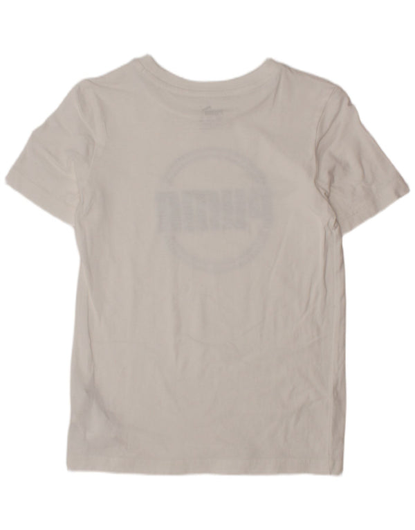 PUMA Boys Graphic T-Shirt Top 9-10 Years White Cotton