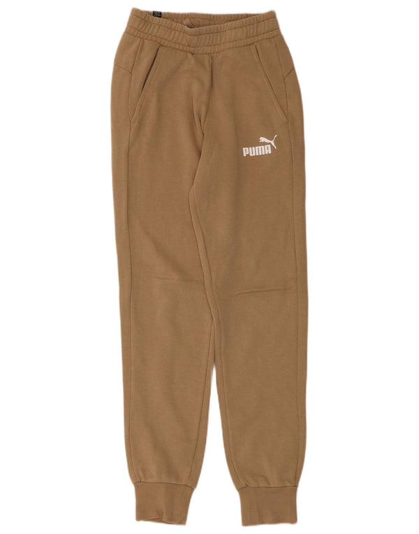 Puma Womens Tracksuit Trousers Joggers UK 4 XS Beige Cotton
