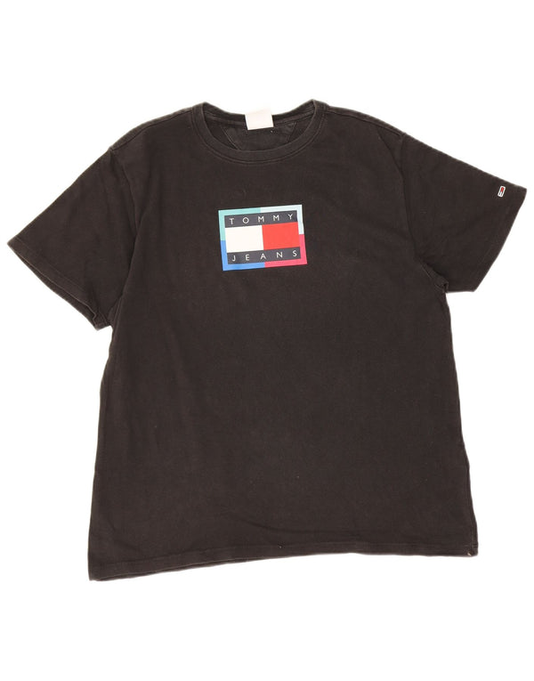 Tommy Hilfiger Mens Graphic T-Shirt Top Small Black Cotton