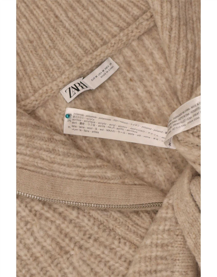Zara Womens Crop Vest Tank Top UK 14 Medium Beige Polyamide
