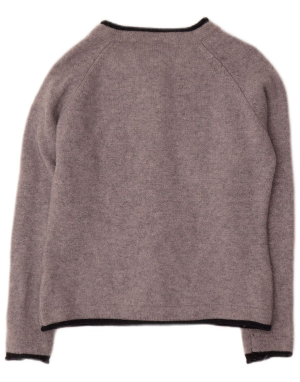 IRELANDS EYE Womens Crop Cardigan Sweater UK 18 XL Grey Wool