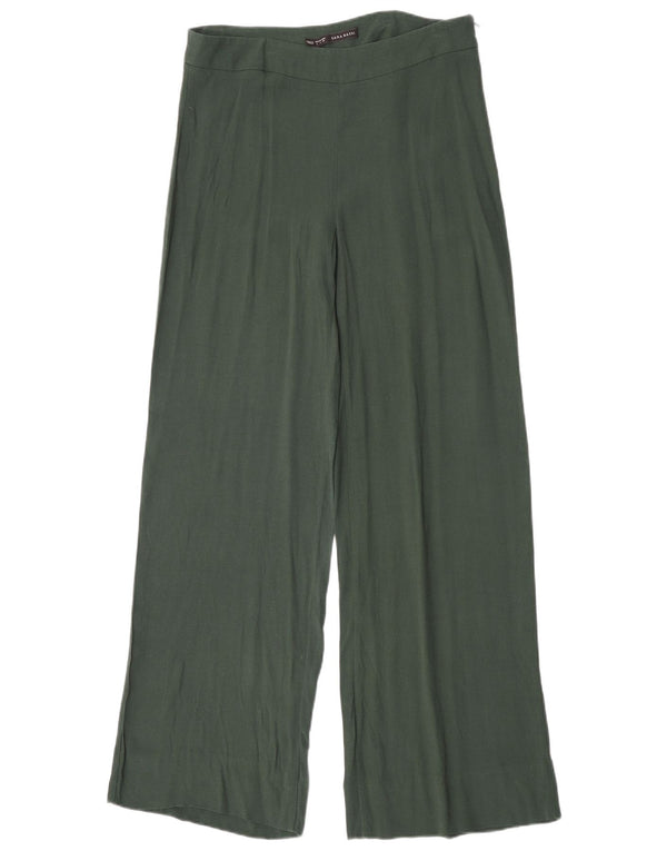 Zara Womens High Waist Wide Leg Casual Trousers Large W30 L34 Green
