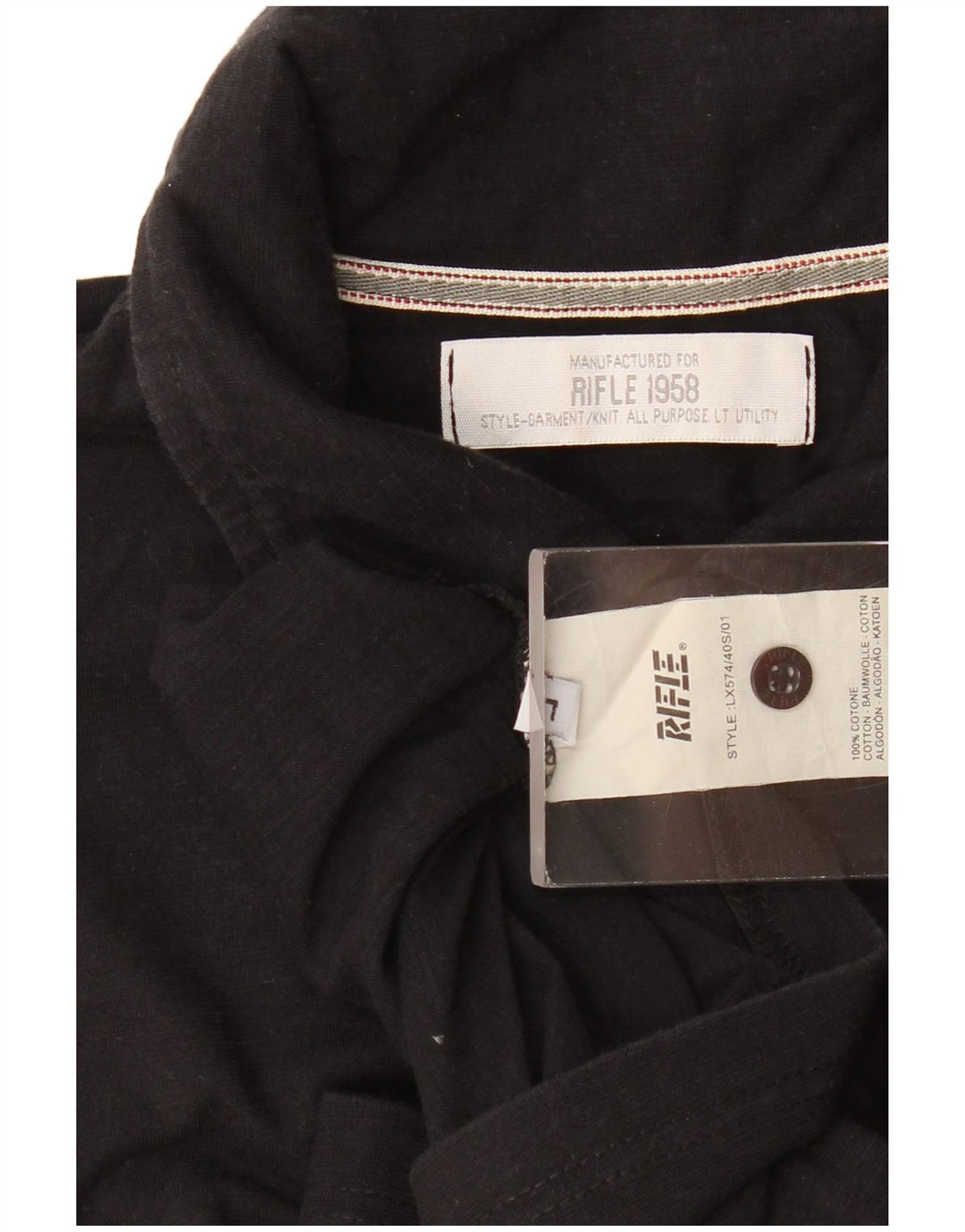 Rifle Mens Polo Shirt Large Black Cotton