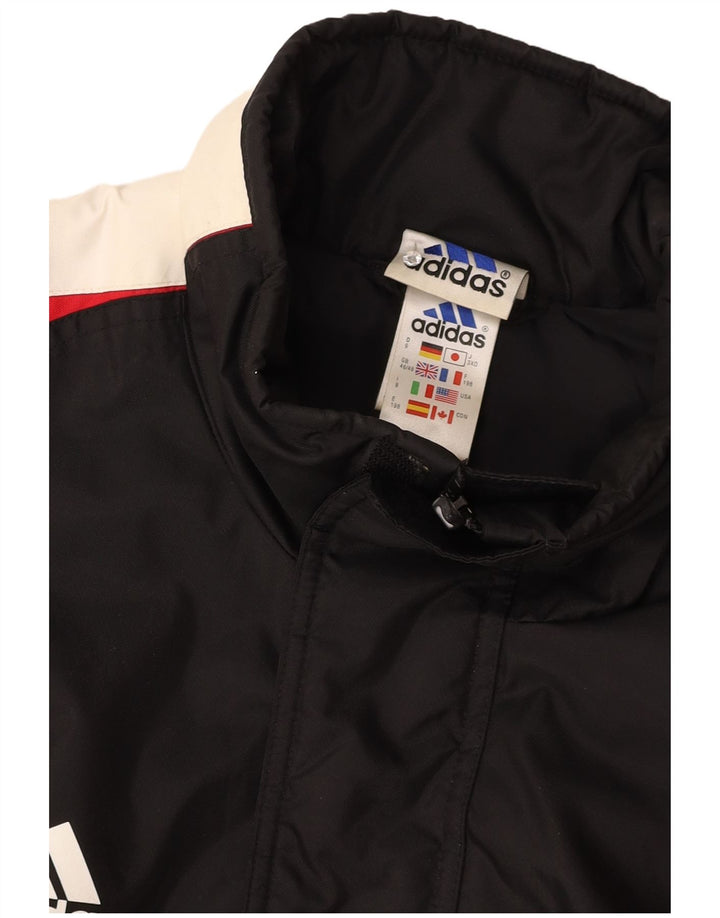ADIDAS Mens Windbreaker Coat UK 46/48 XL Black Colourblock Polyamide