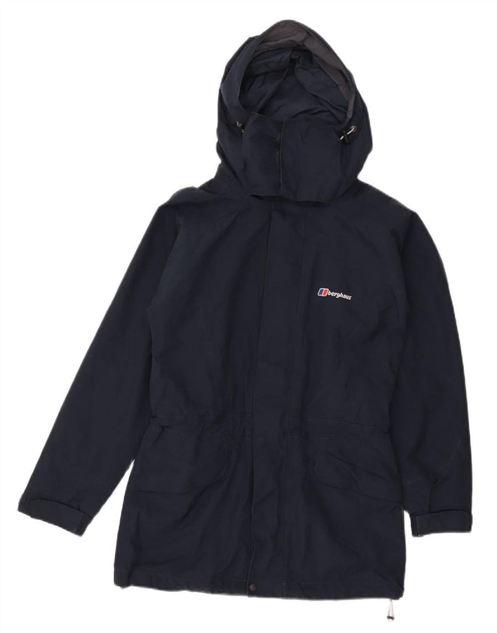 Berghaus Womens Hooded Rain Jacket UK 8 Small Navy Blue Polyester