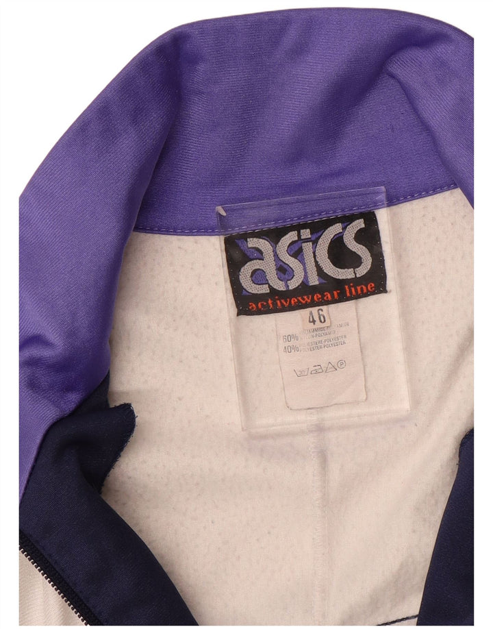 Asics Womens Full Tracksuit IT 46 Large Navy Blue Colourblock Polyamide