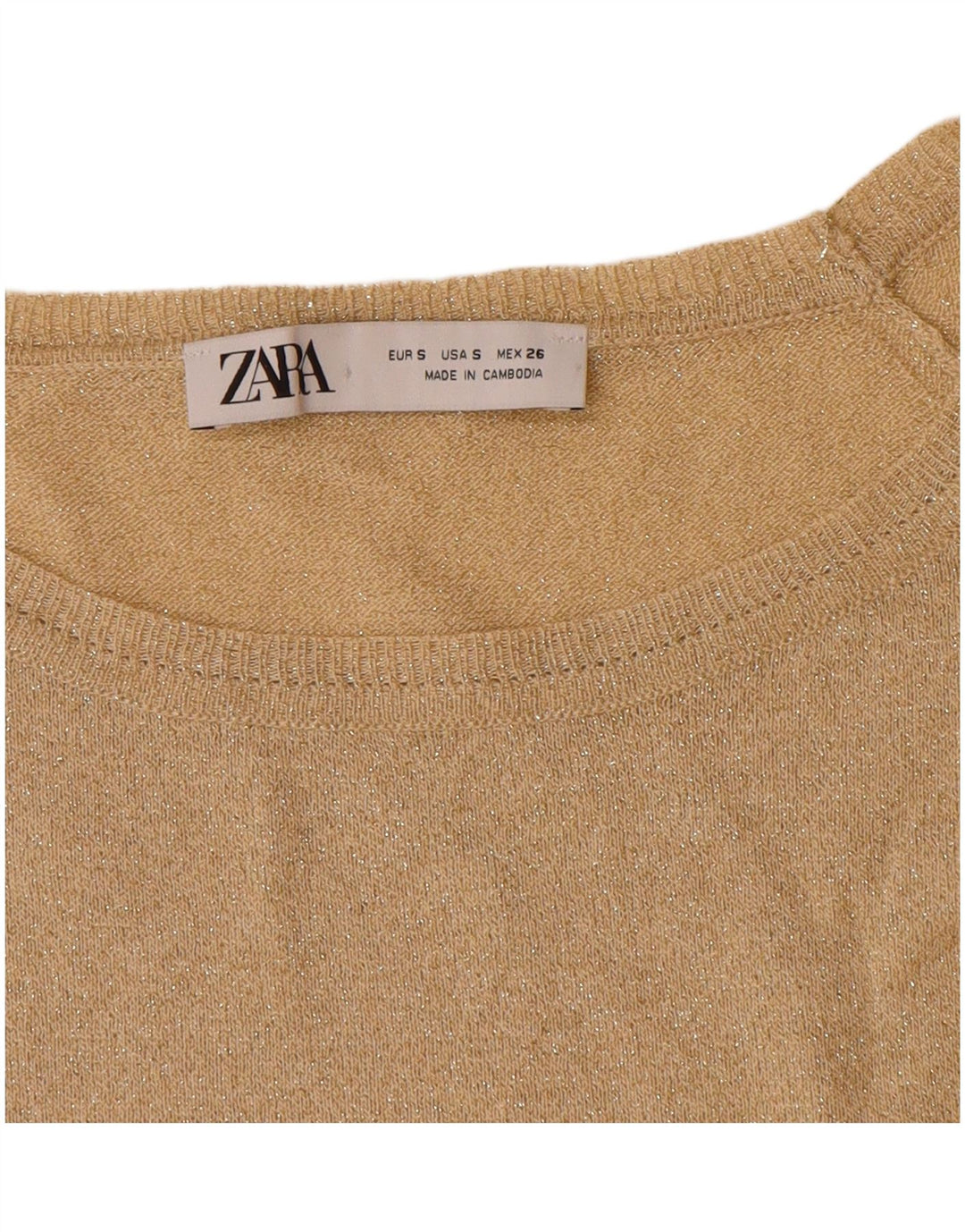 Zara Womens Oversized Boat Neck Jumper Sweater UK 10 Small Beige