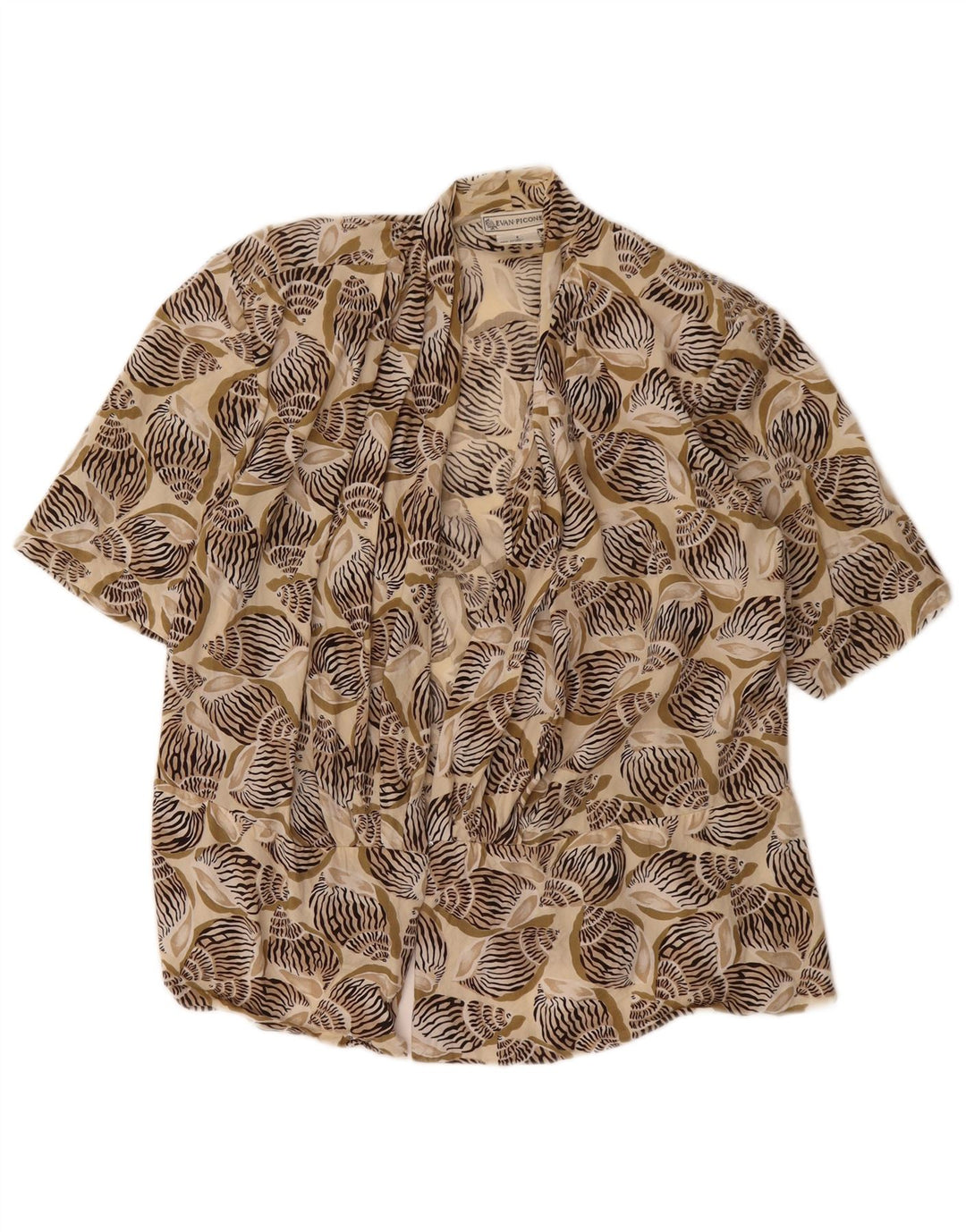 EVAN PICONE Womens Cardigan Top US 8 Medium Green Animal Print