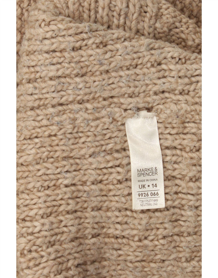 Marks & Spencer Womens Cardigan Sweater UK 14 Medium Brown Acrylic