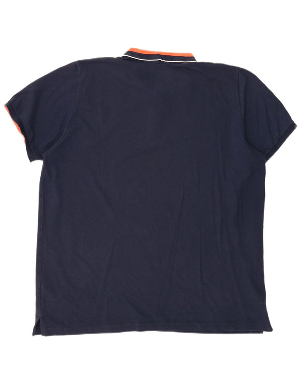 ADIDAS Mens Polo Shirt 3XL Navy Blue Colourblock Cotton