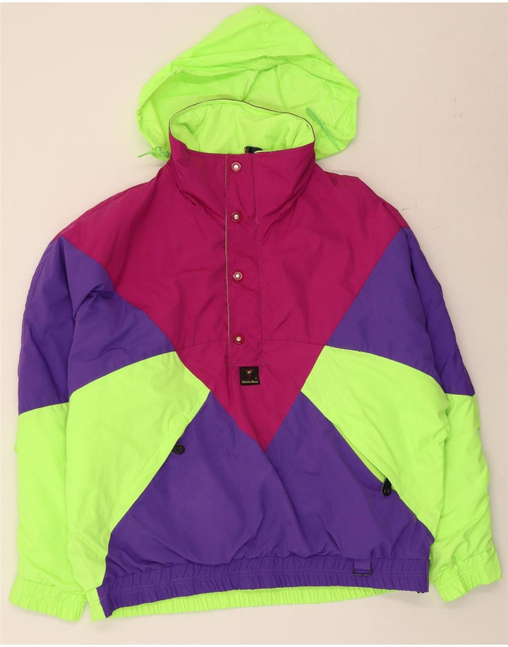 Vintage Mens Hooded Anorak Jacket IT 50 Large Multicoloured Colourblock
